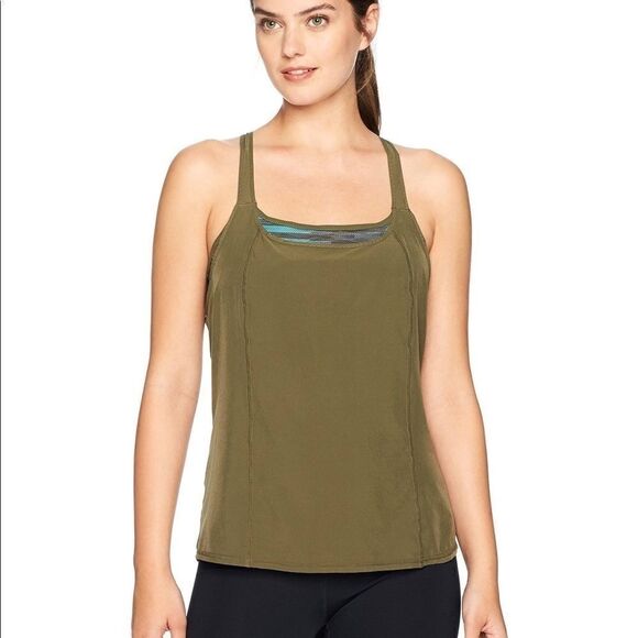 Prana Tops - Prana Sway Yoga Olive Green Tank Top